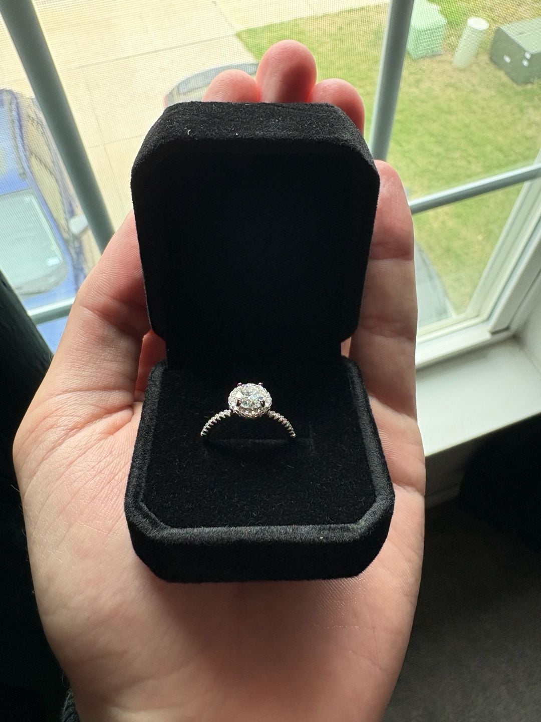 Gra Certified 2 Carat Round Cut Moissanite Engagement In Sterling Silver Size 5